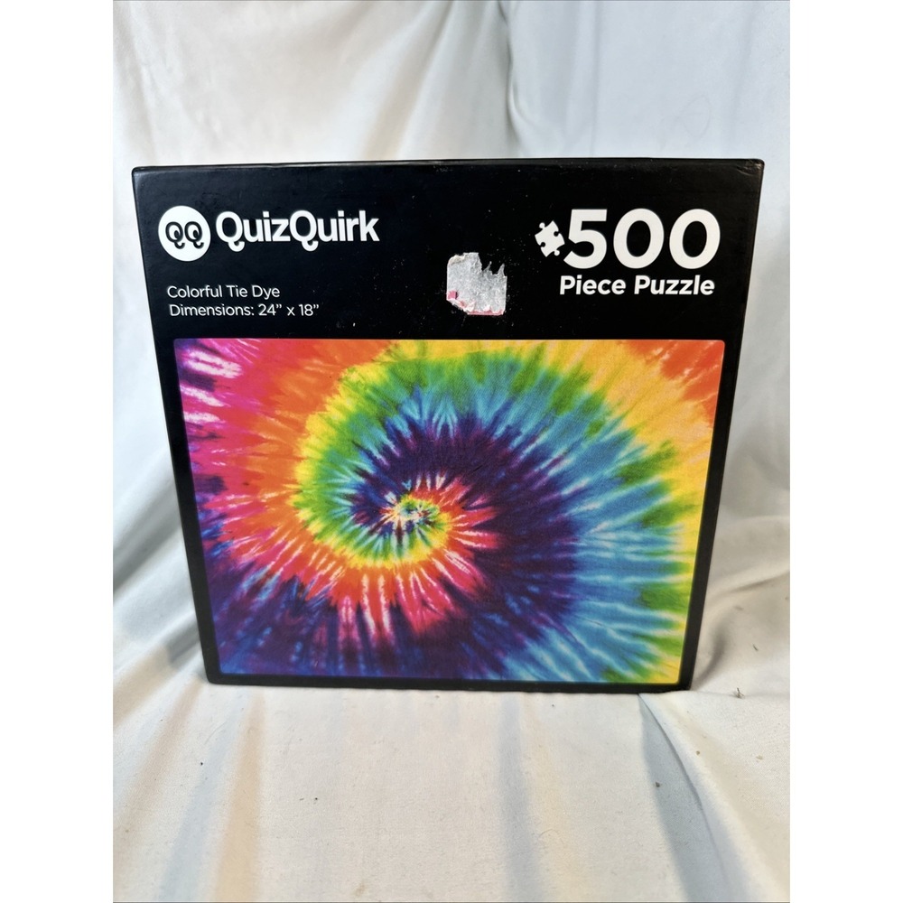 QuizQuirk Puzzle COLORFUL Tie Dye 500 Piece Jigsaw Puzzle  18" x 24"
